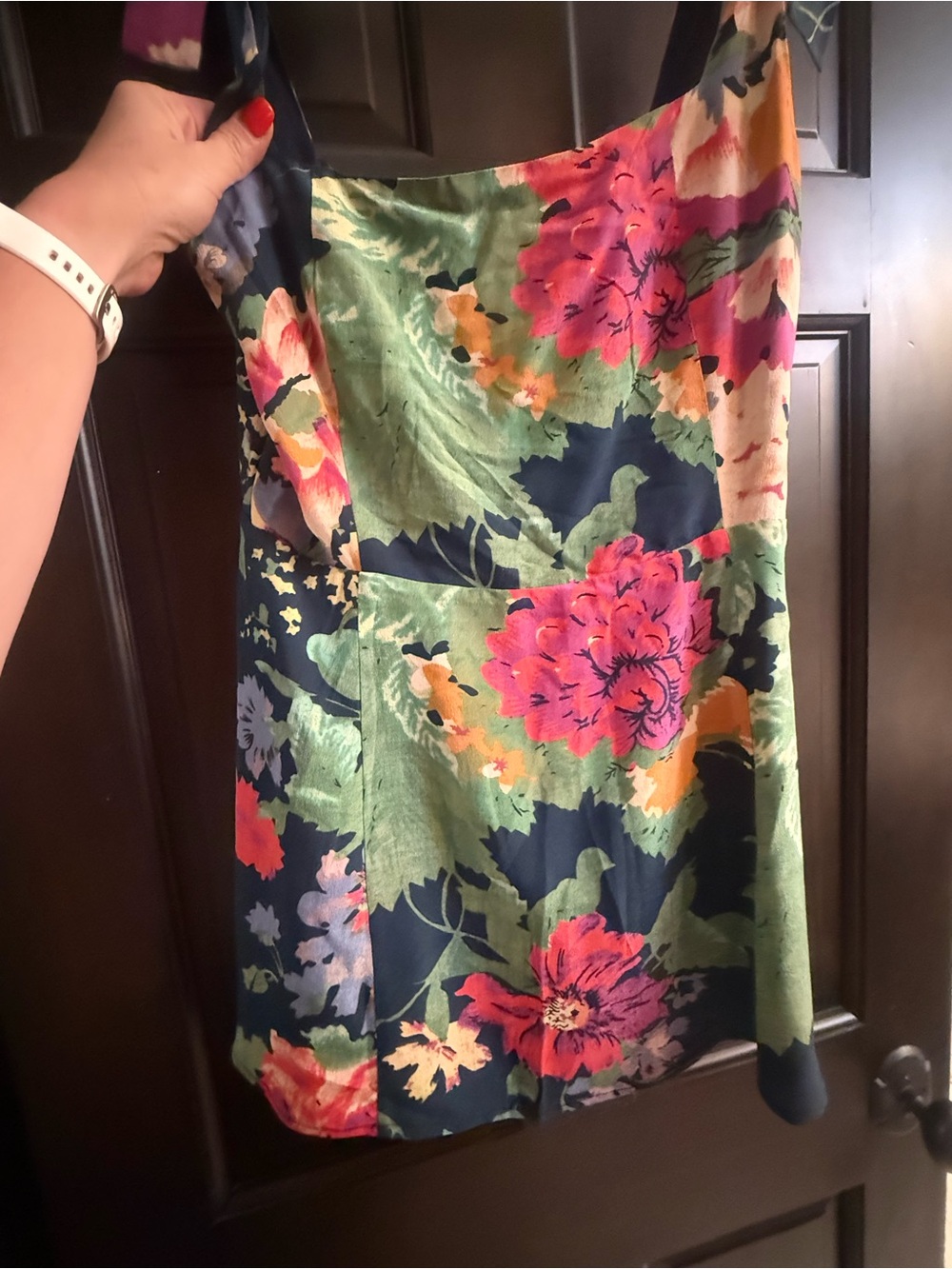 Sezane Floral Mini Dress in Navy, Green, Pink and  Blue